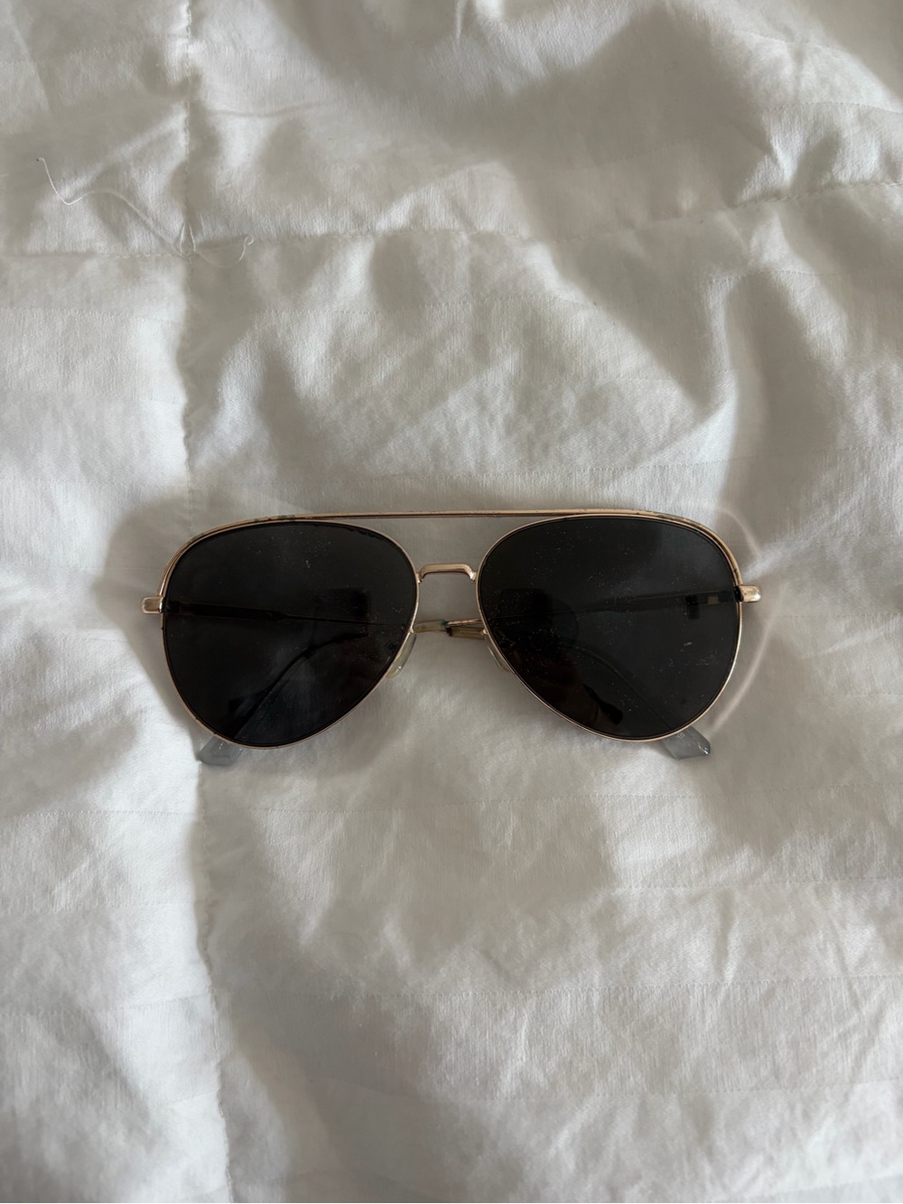Classic Gold Aviator Sunglasses with Black Lenses